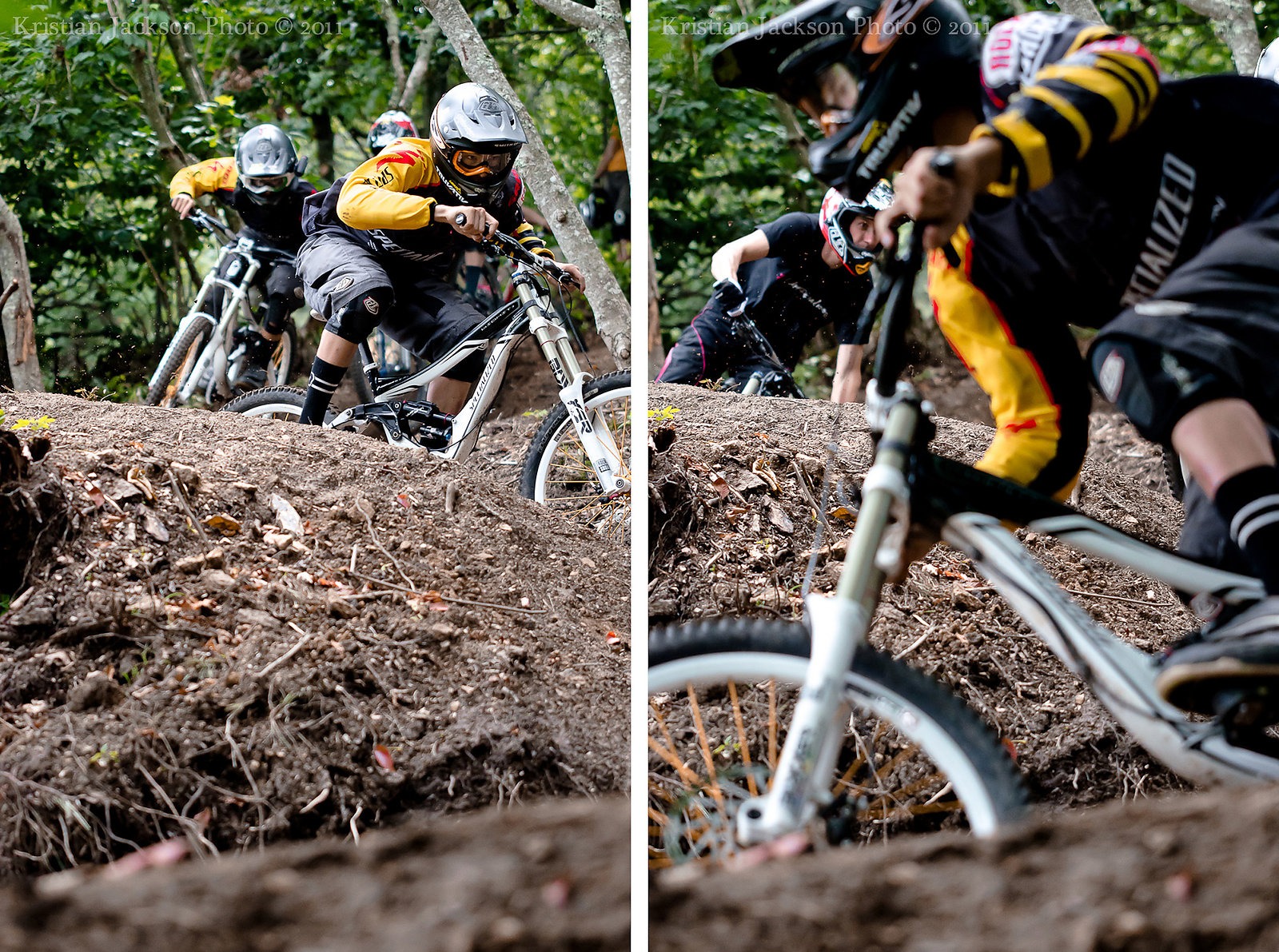 The Shaw brothers deep in the Amateur Track berms.