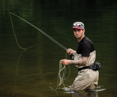 Conveniently for Tomáš, a lot of awesome biking destinations also have world-renowned fly fishing, including his home in the Czech Republic. Tomáš casts for carp during one of his few shorts stints at home.